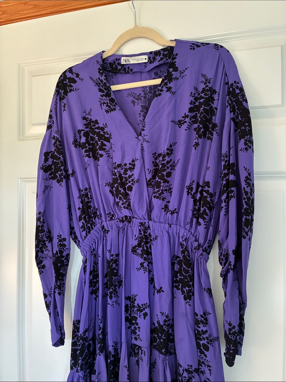 Zara Purple Long Sleeve Floral Tiered Dress - Picture 3 of 5
